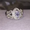 حار بيع حقيقي 925 فضة خاتم الزواج فنجر فاخر ماركيز قص SONA الماس مجوهرات للنساء خواتم الخطبة آنيل