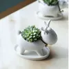 Pot de fleurs de jardin en forme d'élan blanc, petit pot de fleurs de noël en forme de cerf, pots de plantes succulentes en céramique pour fleurs sans support base224q