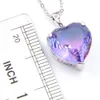 En gros 12 pièces Luckyshine cadeau de vacances amour coeur violet tourmaline gemme argent plaqué femmes pendentif de mariage colliers avec chaîne