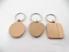 6Designs Tomt Wood Key Chain Rectangle Heart Round Rund Diy Carving Keyring Wood Keychain Taggar gåvor