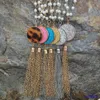 Western Fashion Handmade Naszyjnik Yound Pearl Tassel Wisiorek Wafey Długi Sweter Łańcuch