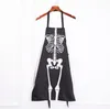 Nyhet Förkläde Halloween Skräck Skräck Skeleton Ghost Overall Förkläden Matlagning Måla Konst Kök BBQ Festtillbehör vuxenstorlek svart present