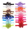 3'' Dot Ribbon Bows Elastic Hairband Boutique Hair Ribbon Bow Headband Kids Hair Accessories 20 Colors Bowknot Dots Hair Band