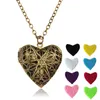 Difusor de óleo essencial em forma de coração colares vintage oco flutuante aromaterapia medalhão pingente longa cadeia para mulheres moda jóias