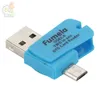 2 in 1 USB Male naar Micro USB Dual Slot OTG-adapter met TF / SD-geheugenkaartlezer Handig voor Android-smartphone 500 stks