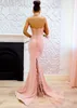 Glamoureuze zeemeermin prom jurken sexy halter roze kant applicaties kralen avond feestjurken prom jurken formele jurken voor vrouwen