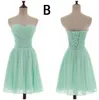 Mixed Styles Pleated Short Chiffon Country Bridesmaid Dresses Mint Green Knee Length Wedding Bridesmaid Dresses 100% Real Pictures