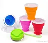 Tasse en silicone tasse à dents pliable portable avec corde ronde bouteille d'eau en gel de silice adaptée aux voyages en plein air 4 9ww ff