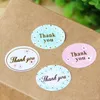 Mooie kleurrijke bloemen dank u zelfklevende stickers ovale bruiloft decoratieve gift verpakking label 24pcs / lot