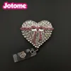 100st/ Lot Clear Heart Pink Ribbon Rhinestone Nurse Medical Dractable Badge Reel/ ID Badge Holder