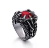 Anillo de garra de dragón Punk Rock Cool con piedra roja/azul/blanca, anillo CZ de acero inoxidable, joyería de alta calidad para hombre
