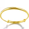 2 pezzi 1 paio Bracciale rigido da donna liscio Bracciale rigido regolabile in oro giallo 18 carati massiccio Gioielli di moda in stile classico289z