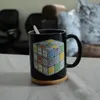 Creative Ceramic Rubik Cube Magic Morning Mug Caffè Tè Latte Caldo Freddo Sensibile al calore Tazza che cambia colore Confezione regalo