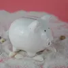 FEIS wholesale New Children's Favourite lovely white High Qulity ceramic piggy coin box Money Box for gift piggy bank for money Saving Bank