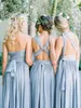 Billiga Baby Blue Simple Convertible Bridesmaid Dresses V Neckweetheart Platser Golvlängd Bröllopsgust Klänningar Maid of Honor Gowns