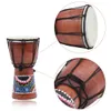 Tambor africano de 4 polegadas percussão brinquedo infantil clássico pintado de madeira estilo africano tambor de mão para brinquedos infantis-música