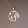 Everfast 10Pc/Lot One Earth Stainless Steel Pendant Simple Globle World Map Charms Necklaces Women Men Fashion Sience Jewelry SN162