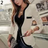 Damen-Mode-Business-Mantel, schmale Passform, Anzug, Blazer, Taschen, Langarm-Oberteil