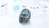 Nouveau style indien titane acier incrusté Turquoise aigle bague hommes039s femmes039s cadeau d'anniversaire cadeau de vacances cocktail S4982781