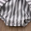 الصيف طفلة الملابس مخطط bowknot أكمام الوليد الفتيات رومبير بذلة قطعة واحدة الزي sunsuit الرضع الاطفال بوتيك الملابس