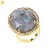 CSJA Faceted Natural Gemstone Solitaire Ring Women Gold Jewelry Bling Zircon Beads Prong Setting Rings Healing Health Stone Jewell2880418