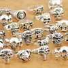 SENHUA Whole lots 25pcs MIXED Cool BOY Mens Jewelry Biker Gothic Style Antique Silver skeleton Skull Rings for Halloween Gift MR88251A