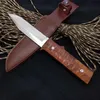 1Pcs Holzgriff Survival gerade Messer 440C Satin Blade Palisander Griff feststehende Messer mit Lederscheide