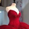 Vermelho Querida vestido de Baile Vestidos de Baile Top Frisado Tule Multi Camadas Vestido de Noite Custom Made Inchado Vestido de Festa Formal Mulheres Vestidos