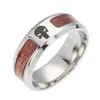 Gorący pierścień biżuterii ze stali nierdzewnej Hurtownie inkrustowana Acacia Wood Pół Ring Creative Boutique Osobowość Punktu