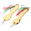 Spoon Fishing Lure Metal Jig Bait Crankbait Casting Sinker Spoons with Feather Treble Hooks for Trout Bass Spinner Baits