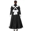 古典的な黒と白のフランスのエプロンのメイドのコスプレドレス女性MaidServant衣装ボールガウンハロウィーンコスプレコスチュームプラスサイズ