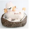 Hurtownie !!! Miękkie bawełniane pet psa szczeniak ciepły waterloo łóżko gniazdo z padem Lampart Druk Domy Dog Kennels Akcesoria
