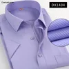 Ouekanlysian Sommer Top Qualität Herren Twill Hemden Fitness Kurzarm Formale Business Hemd Reine Farbe Camisa