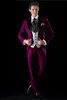 Mode lila röd 3 stycke kostym brudgum tuxedos brudgum groomsmen blazer män bröllop affärsfest prom kostym (jacka + byxor + slips + väst) 1183