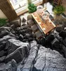 Wall Papers Home Decor 3D Chão Personalizado Auto Adesivo Papel de Parede Pedra Preta Pedra 3d Papéis de Parede para sala de estar