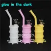 Portable pipe glow in dark Hookah Silicone Barrel Rigs for Smoking Dry Herb Unbreakable Water Percolator Bong Oil Concentrate7712070
