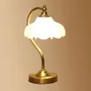 Vintage Copper Bedroom Glass Shade Bedsides Table Lights European Living Room Table Lamp Bedroom Desk Lighting Fixtures