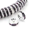 Tsunshine 100pcs Rondelle Spacer Crystal Charms Koraliki Silver Splated Czech Rhinestone Loose Koralik do biżuterii Making DIY Bracelets3839263