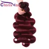 Estensioni di capelli di bugundy colorate Body Wave Human Hair Peruvian Vergine trama 3 fasci non trasformati 99J vino rosso wavy remy human weaves