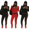 Womens Casual Fashion Autumn Spring Long Sleeved Two-piece Jogger Set Ladies Fall Tracksuit Sweat Suits Black Red Plus Size S-3XL