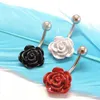 Cheap Boutique Ceramic Rose Shape Navel Belly Sexy Piercing Body Jewelry Piercing Septo Medical Steel 3 Colors Wholesale