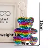 Cartoon Cute Sequins Bear Rainbow Pendants Keychain Top Keyring Charms Car Key Chain