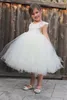 New Cheap Flower Girl Dresses For Wedding Lovely Princess Jewel Neck Tutu Tiered Tulle Lace Kids First Communion Gowns Prom Dress For Girls