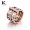 Rhinestone Rings For Women Stainless Steel Rose Gold Roman Numerals Finger Rings Femme Wedding Engagement Rings Jewelry