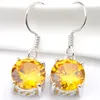 Mix 1 Set Classic Holiday Jewelry Fire Round Formed Yellow Crystal Zirconia 925 Sterling Silver Pendants Earrings Smycken Set Holi7239436