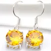 Mix 1 Set Classic Holiday Jewelry Fire Round Shaped Yellow Crystal Zirconia 925 Sterling Silver Pendants Earrings Jewelry Set Holi6785339