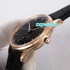 42MM Automatic men's watch moon works glass back sapphire cyrstal high grade quality 316L stainless steel rose gold case black leather strap