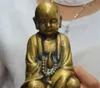 Gammal kinesisk buddhism Temple Pure Bronze Prayer Small Buddhist Monk Buddha staty