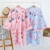 lovers Simple Sleepwear Japanese kimono robes men spring long sleeved 100% cotton bathrobe fashion casual waves dressing gown