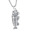 Heren 316L roestvrijstalen visgraat hanger ketting punk stijl visgraat ketting sieraden met ketting VICHOK4469977